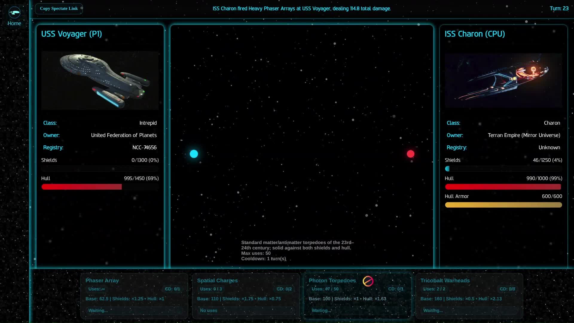 Star Trek Battle Engine: Voyager vs Charon